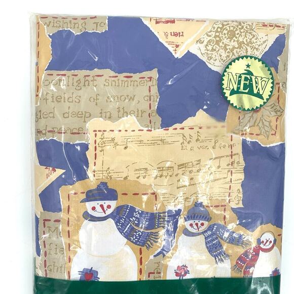 VTG NOS Trim A Home Christmas Vinyl Flannel Backed Table Cover Oblong 52”x70” - Picture 8 of 8